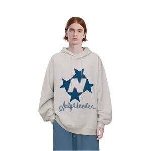 Aelfric Eden Women's Stellaris Embroidered Oversized Hoodie Gray/Blue Size Small
